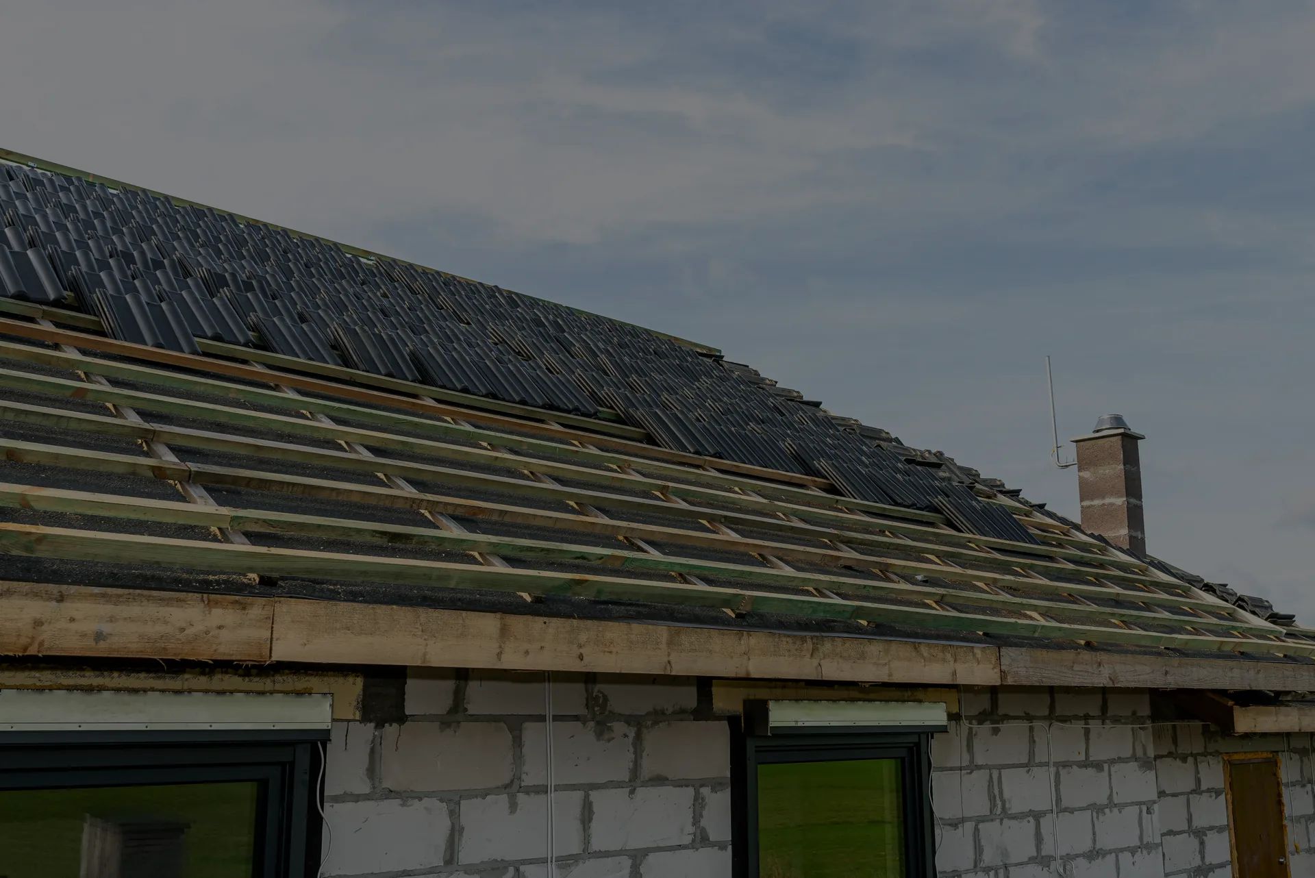 Roof stripped back to new battens and membrane during a re-roof